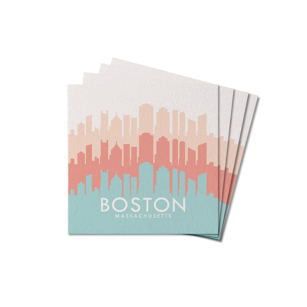 Boston Pastel Skyline Coaster Set