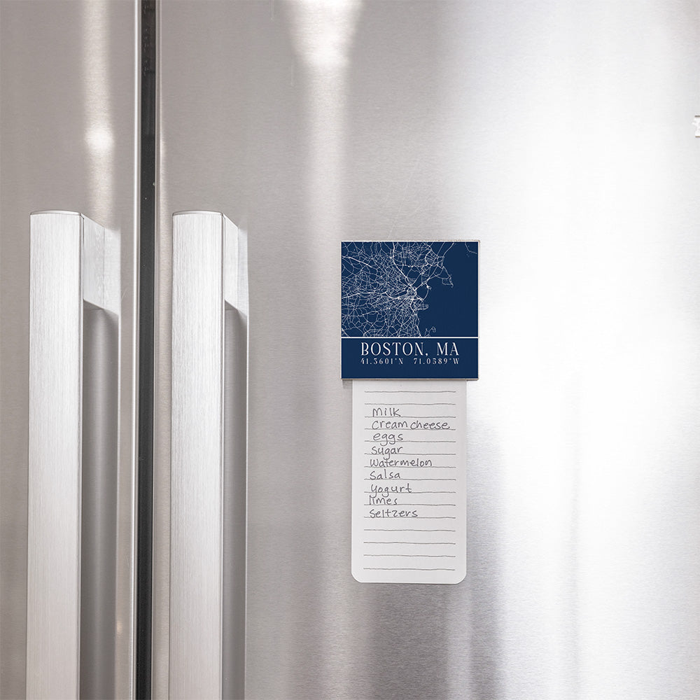 Navy Blue Boston City Grid Coordinates Magnet