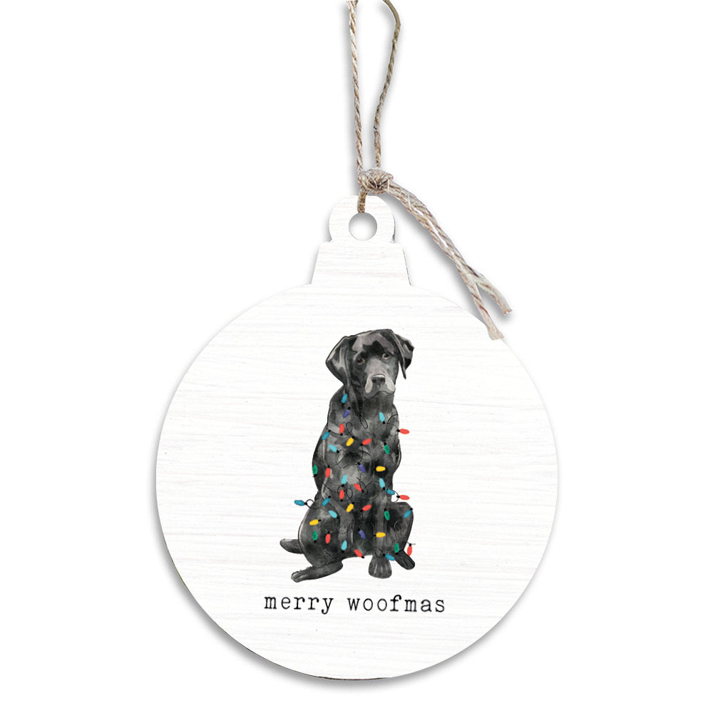 Merry Woofmas Black Lab Ornament