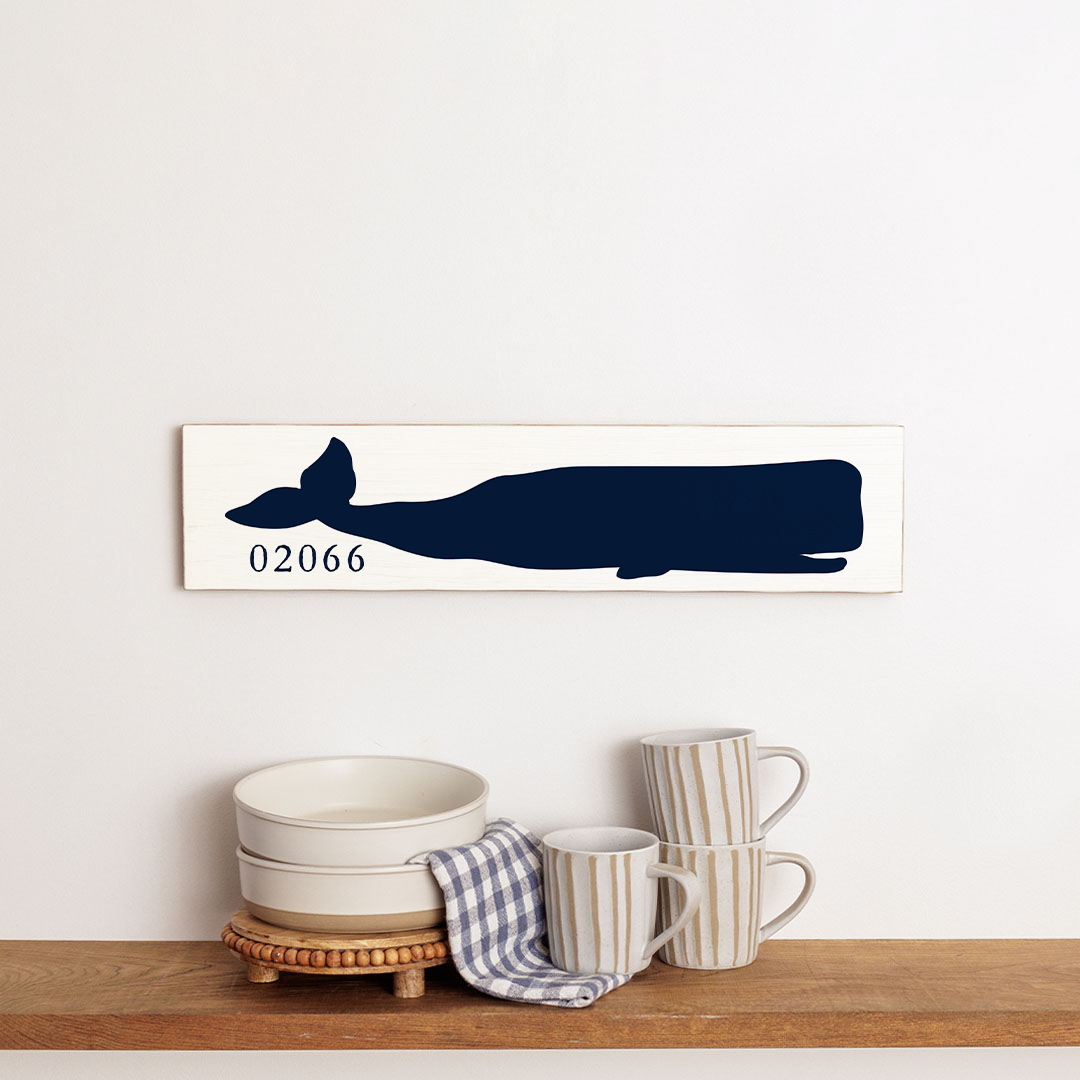 Navy Whale Personalized Barnwood Sign