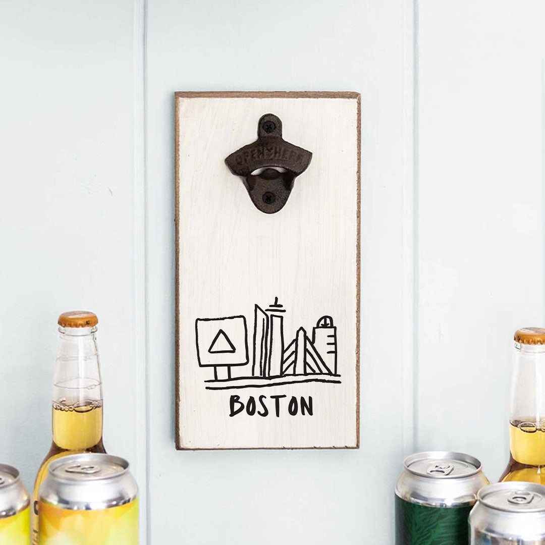 Boston City Outline Skyline Bottle Opener