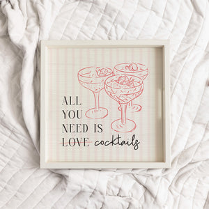 All You Need Is Cocktails Wooden Serving Tray