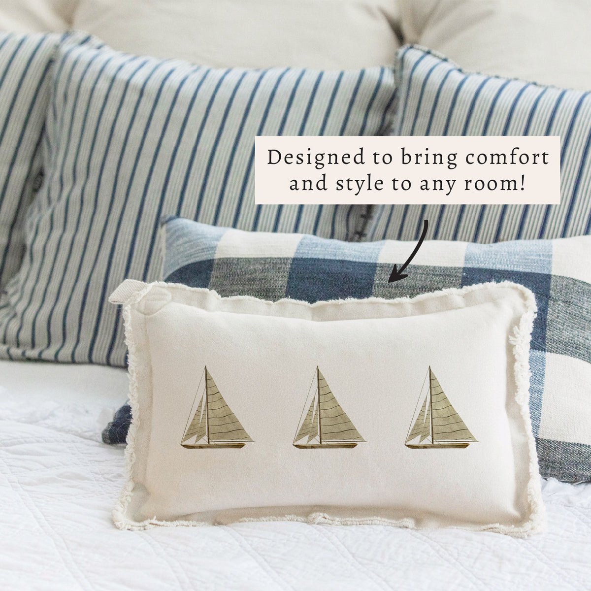 Striped Sailboats Pillow