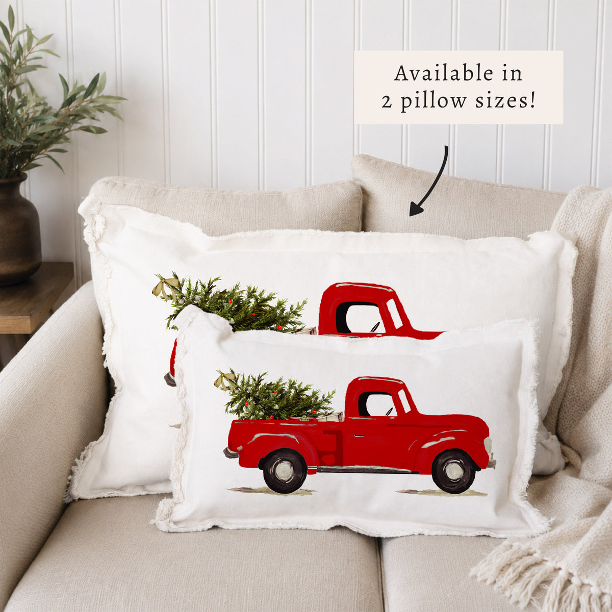 Christmas Tree Truck Pillow
