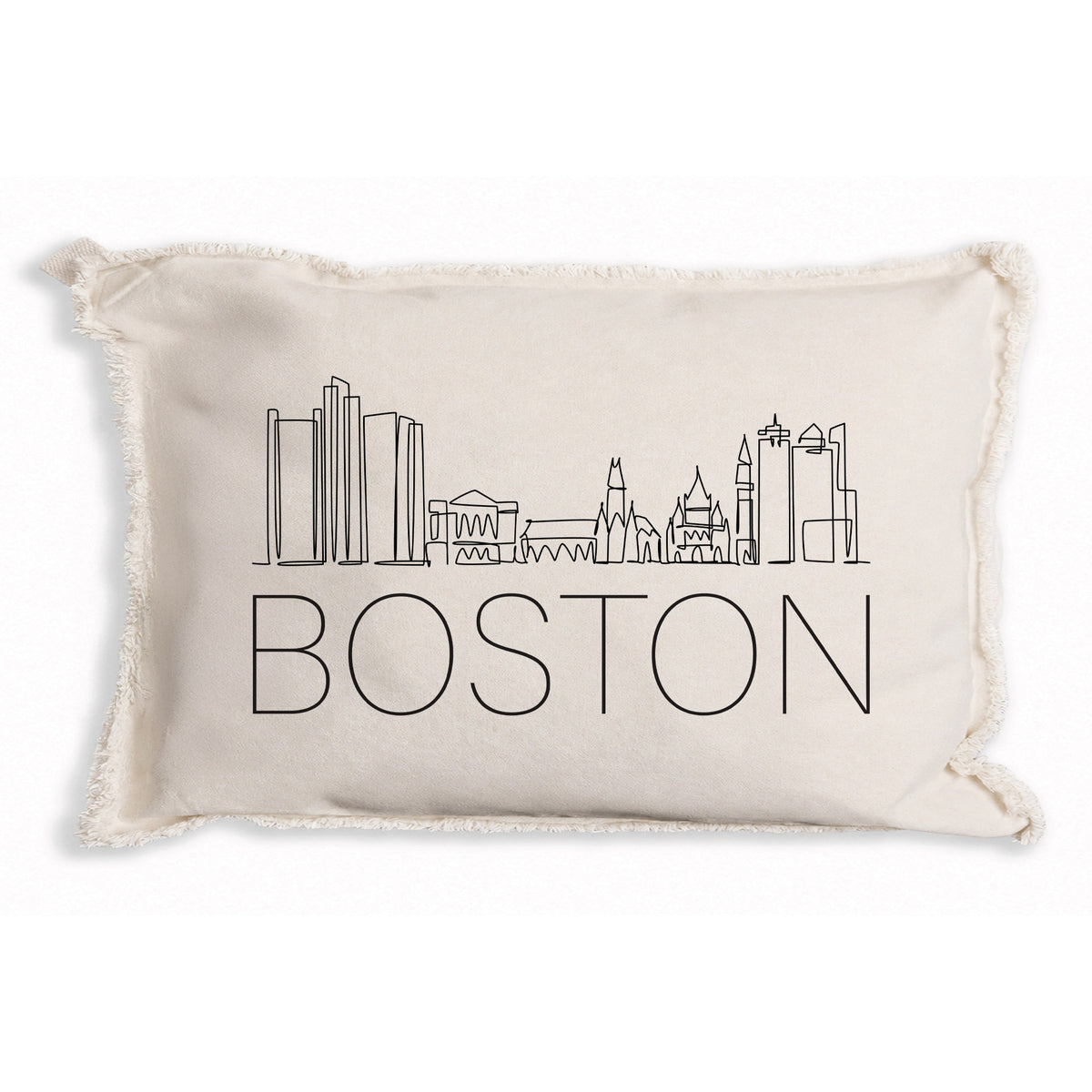 Boston Line Art Skyline Pillow