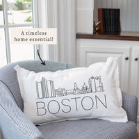 Boston Line Art Skyline Pillow