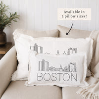 Boston Line Art Skyline Pillow