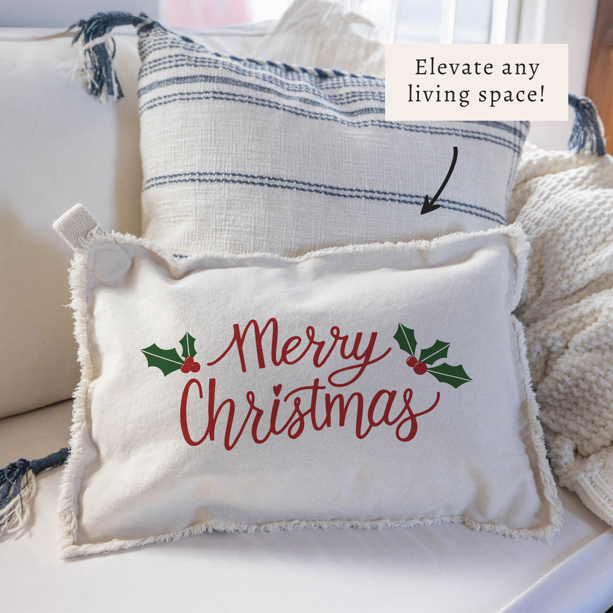 Merry Christmas Holly Pillow