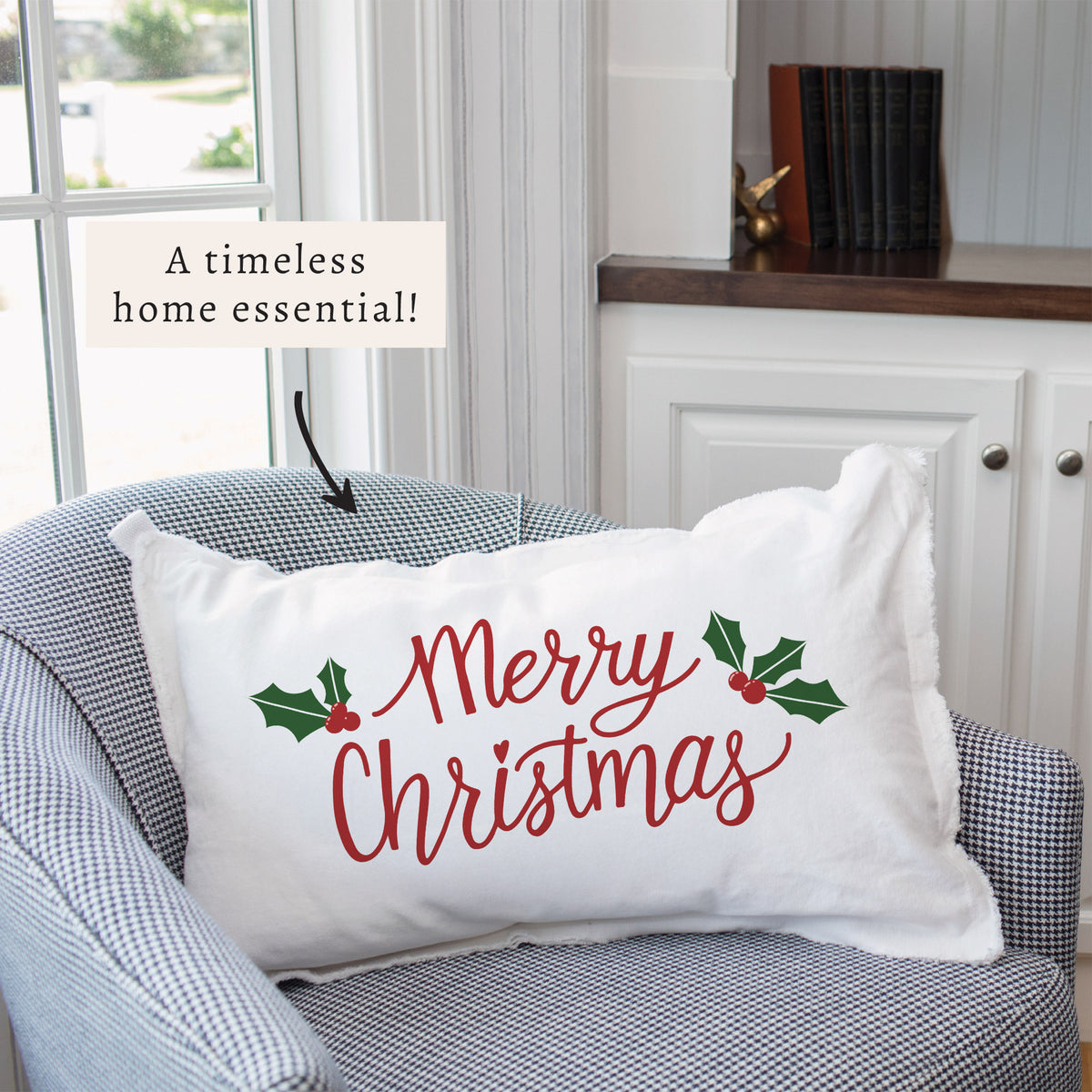 Merry Christmas Holly Pillow