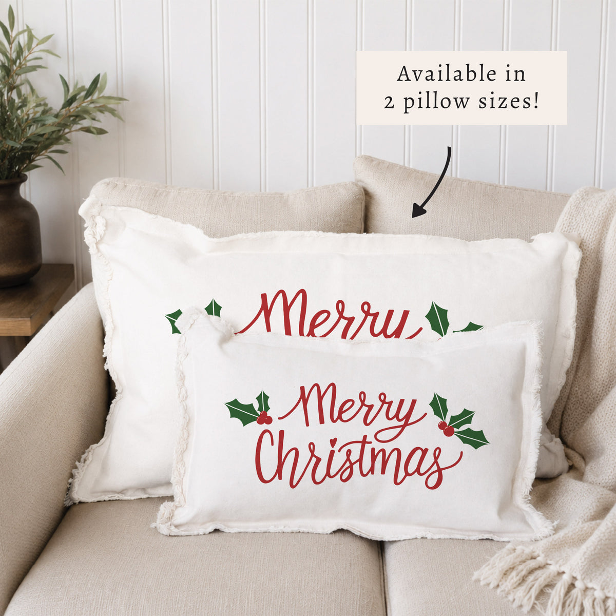 Merry Christmas Holly Pillow