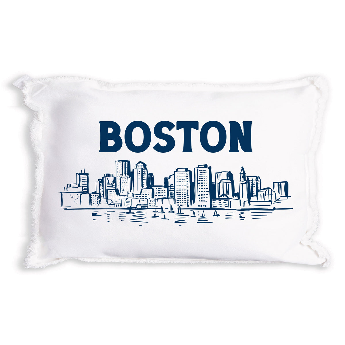 Navy Boston Skyline Pillow