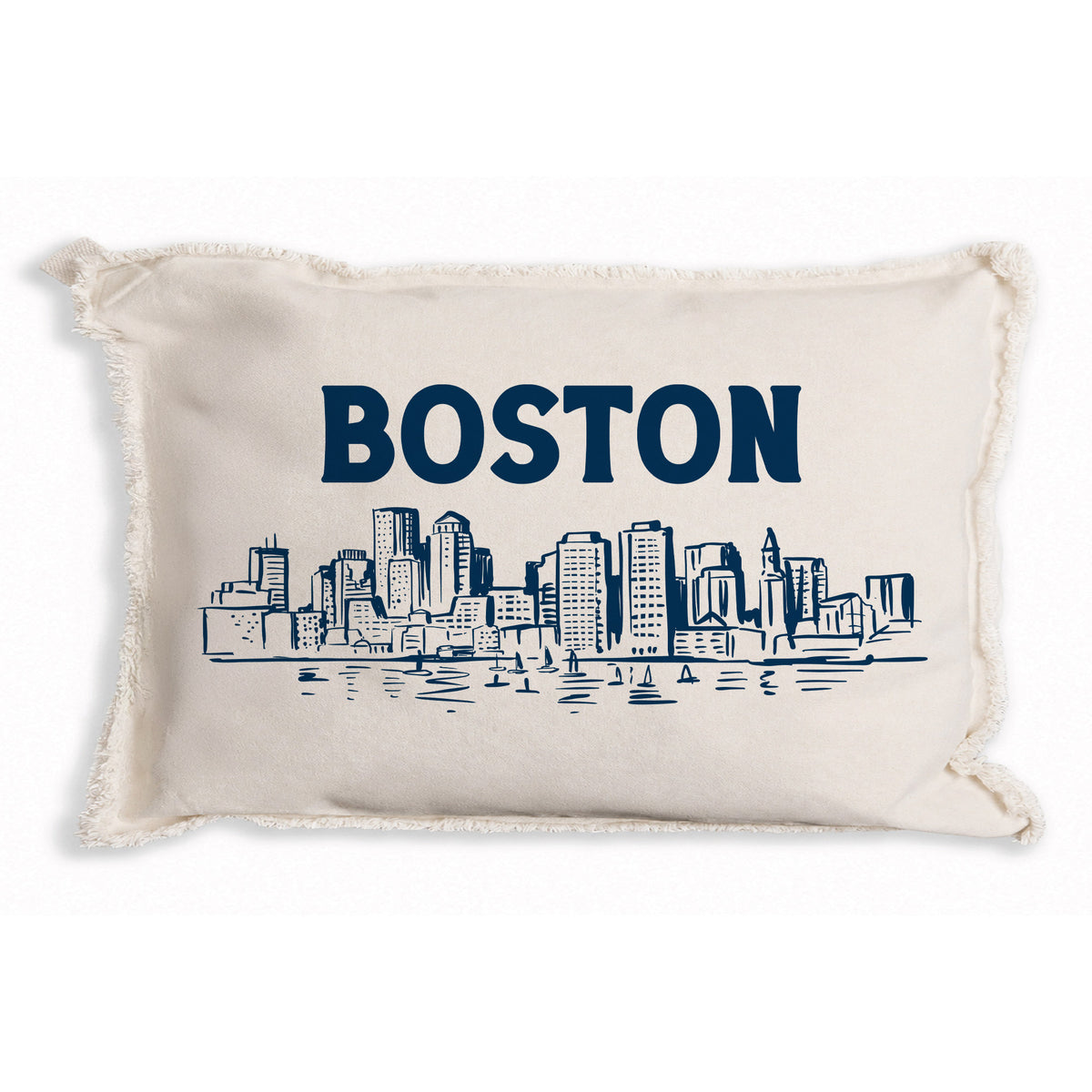 Navy Boston Skyline Pillow