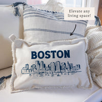 Navy Boston Skyline Pillow