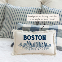 Navy Boston Skyline Pillow