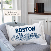 Navy Boston Skyline Pillow