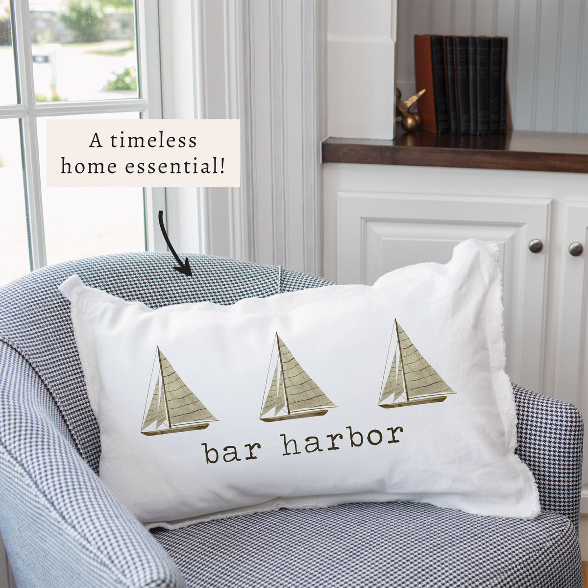 Striped Sailboats Personalized Pillow