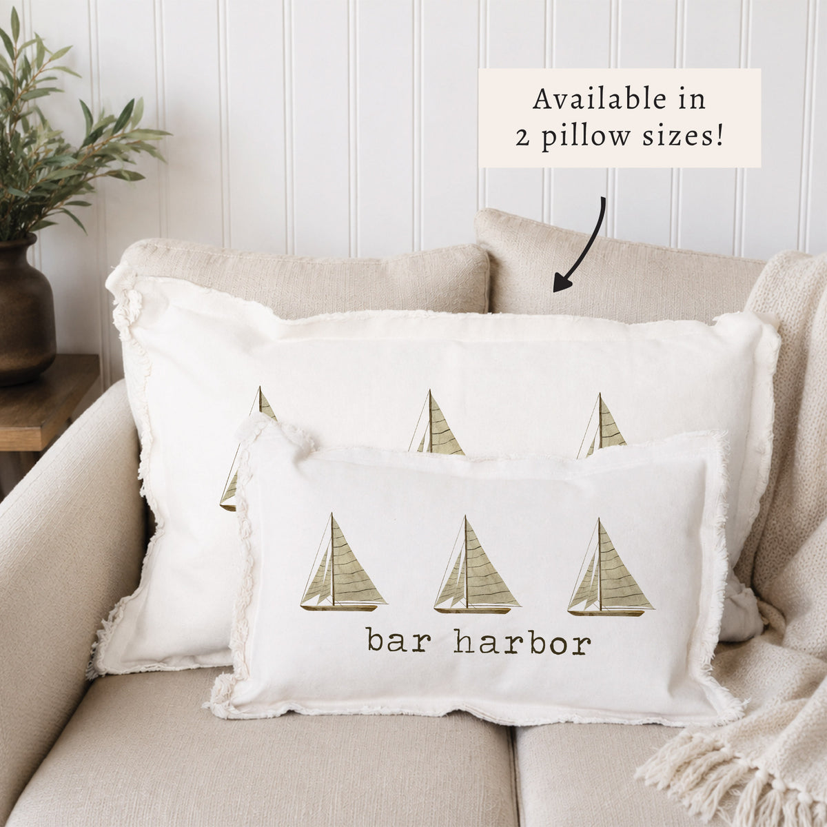 Striped Sailboats Personalized Pillow