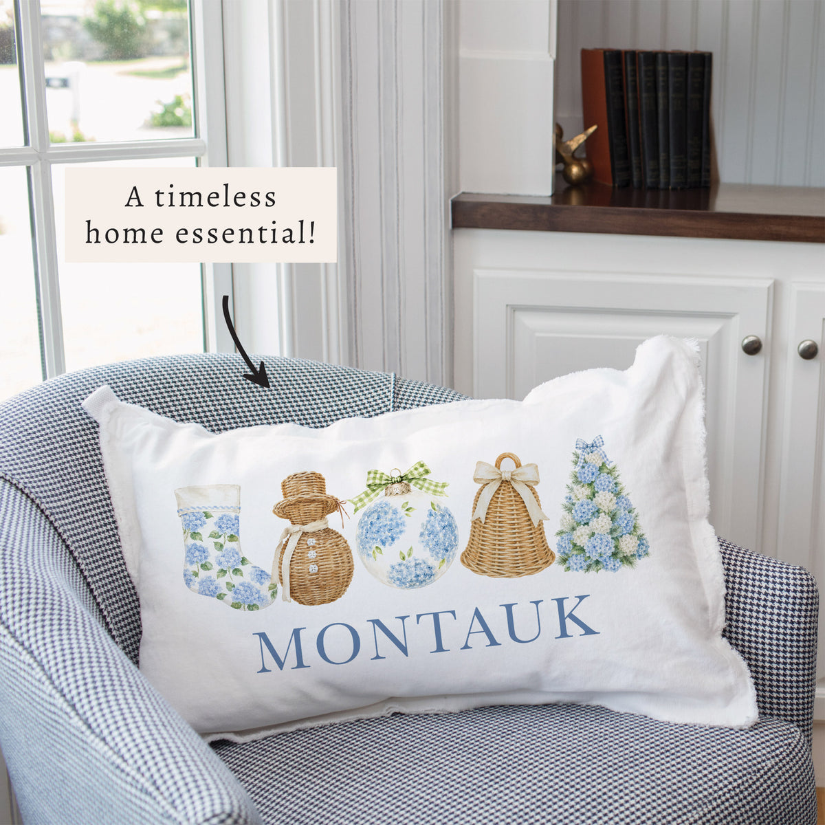 Holiday Hydrangea Icons Personalized Pillow