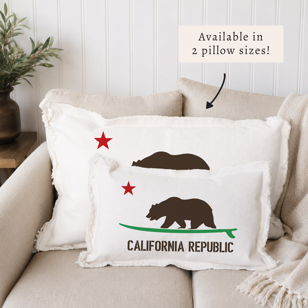 Cali Surf Bear Personalized Pillow