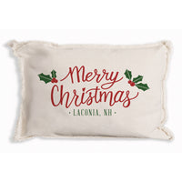 Merry Christmas Holly Personalized Pillow