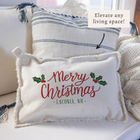 Merry Christmas Holly Personalized Pillow
