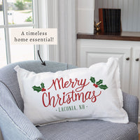 Merry Christmas Holly Personalized Pillow