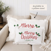 Merry Christmas Holly Personalized Pillow