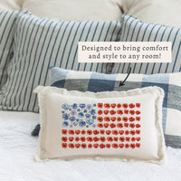American Flag Floral Pillow