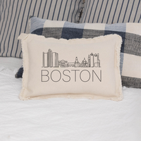 Boston Line Art Skyline Lumbar Pillow