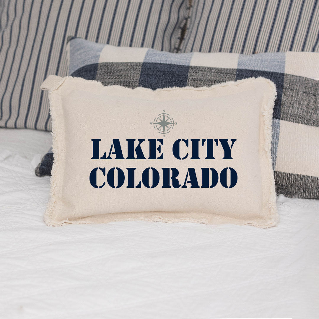 Compass Two Line Text Personalized Lumbar Pillow