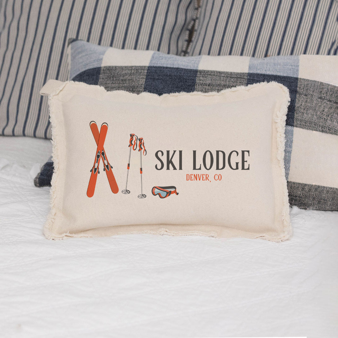 Ski Lodge Personalized Lumbar Pillow