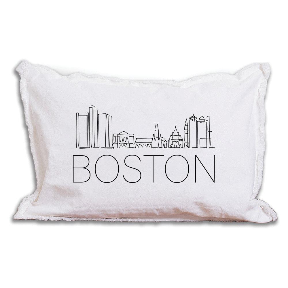 Boston Line Art Skyline Lumbar Pillow