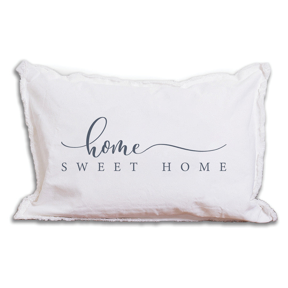 Grey and White Home Sweet Home Lumbar Pillow