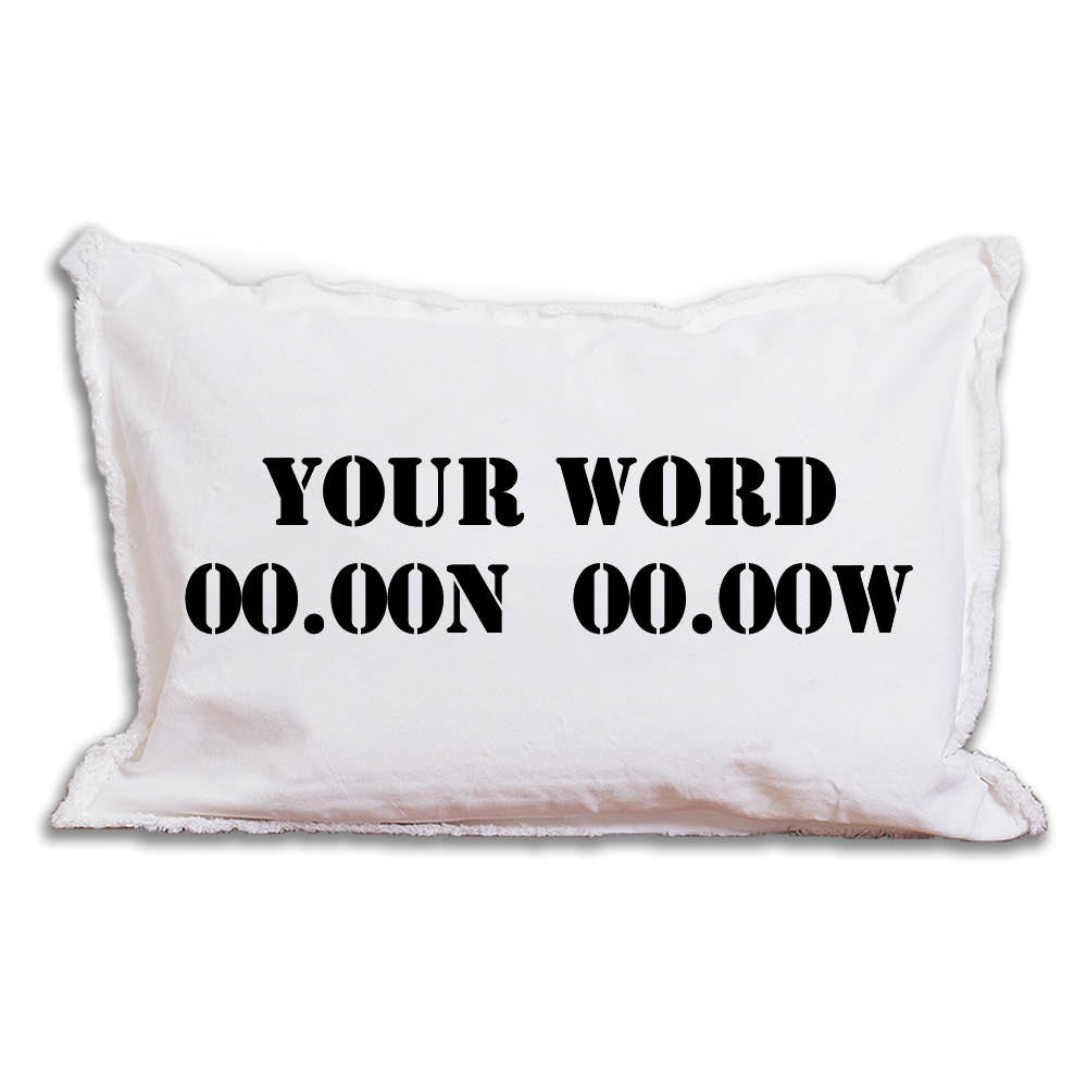 Your Word + Coordinates Stencil Personalized Lumbar Pillow
