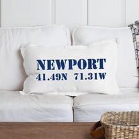 Your Word + Coordinates Stencil Personalized Lumbar Pillow