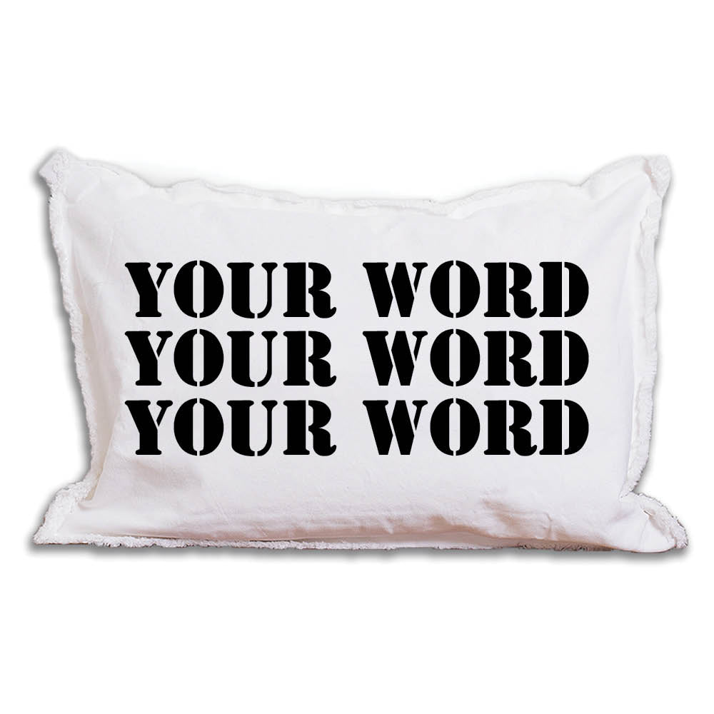 Your Word Three Lines Stencil Personalized Lumbar Pillow