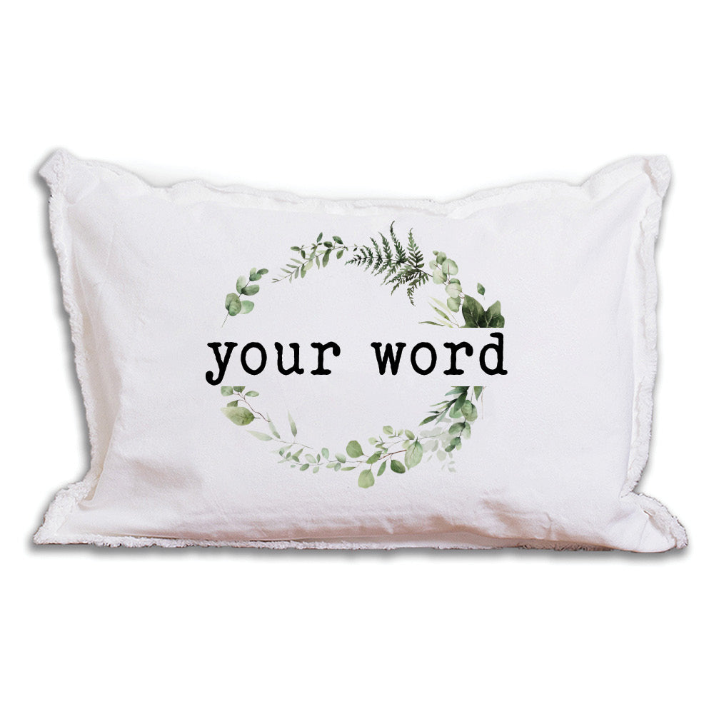 Personalized Greenery Wreath Lumbar Pillow