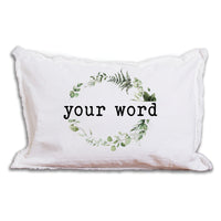 Personalized Greenery Wreath Lumbar Pillow