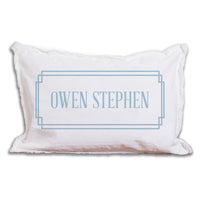 Personalized Blue Gingham Lumbar Pillow