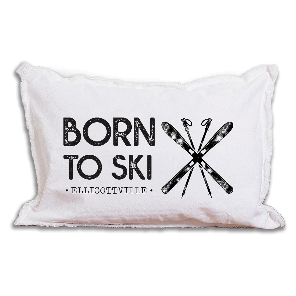 Personalized Born To Ski Lumbar Pillow