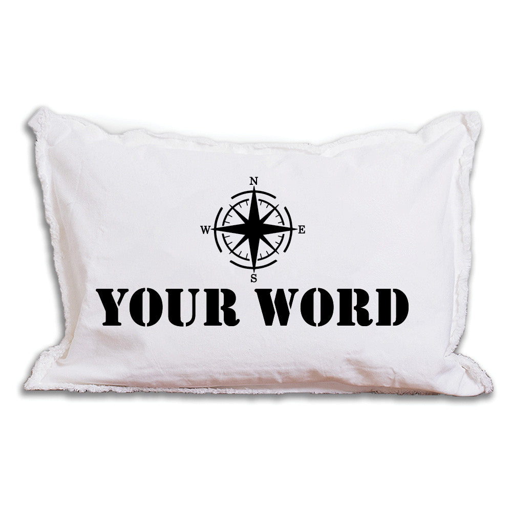 Personalized Compass One Line Text Lumbar Pillow