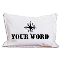 Personalized Compass One Line Text Lumbar Pillow