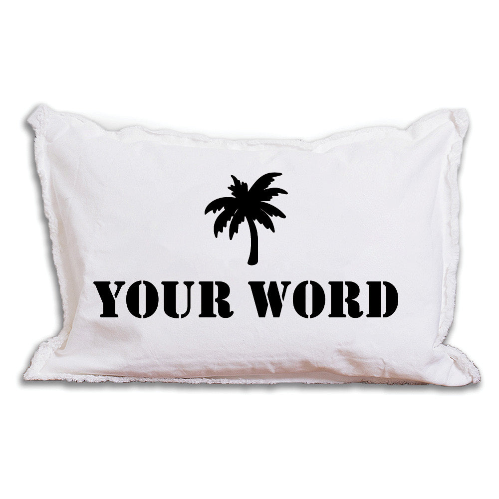 Personalized Palm Tree One Line Text Lumbar Pillow