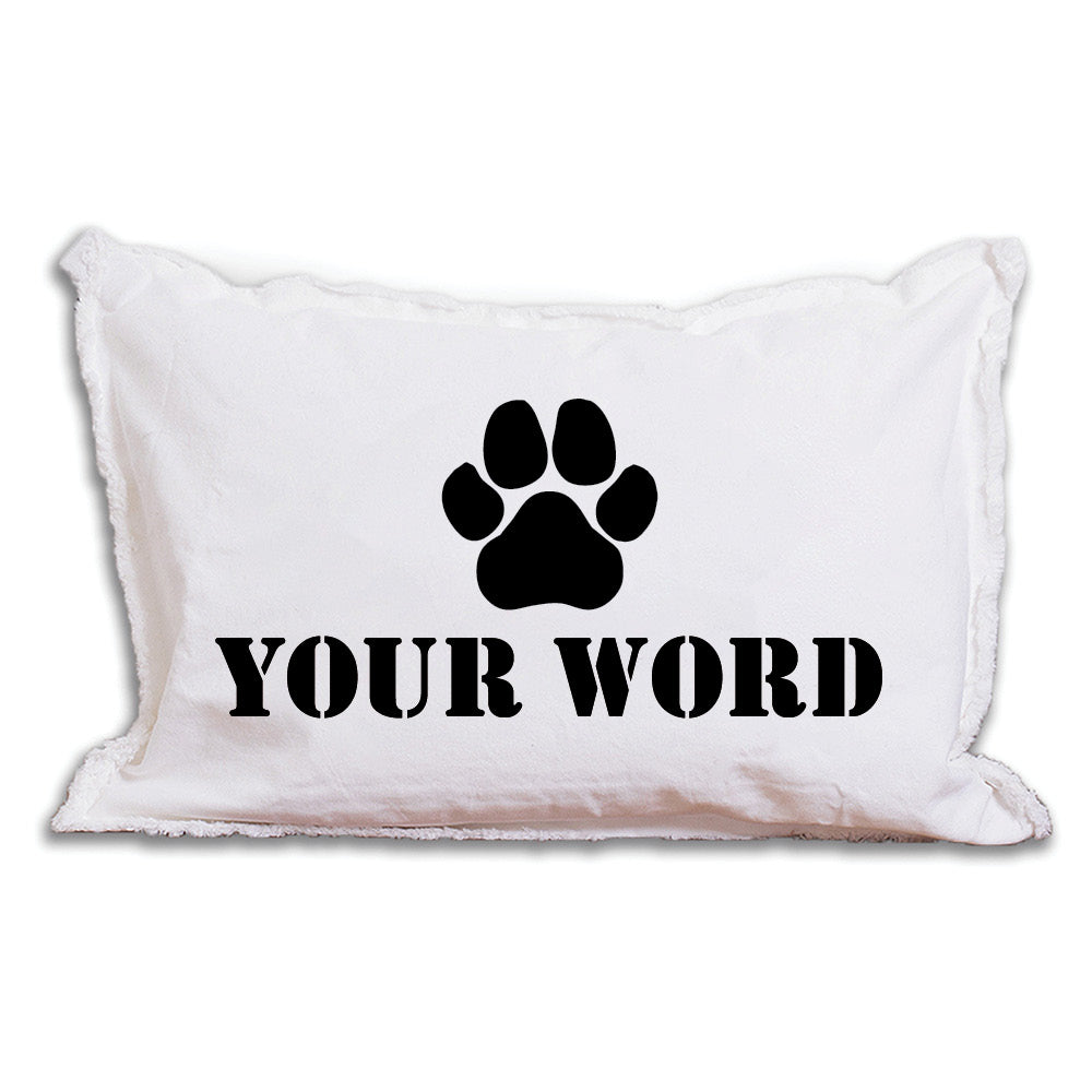 Personalized Paw Print One Line Text Lumbar Pillow