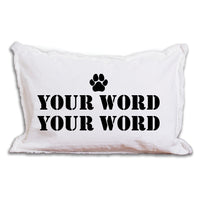 Personalized Paw Print Two Line Text Lumbar Pillow