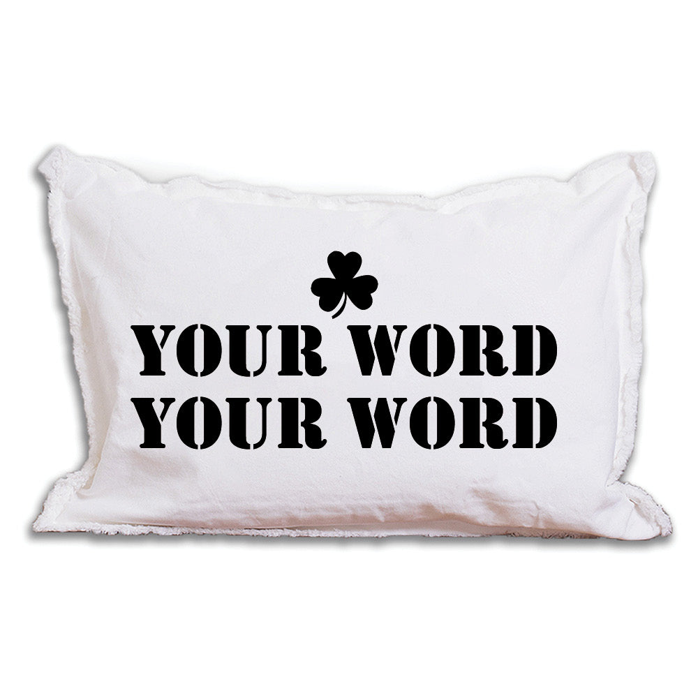 Personalized Shamrock Two Line Text Lumbar Pillow