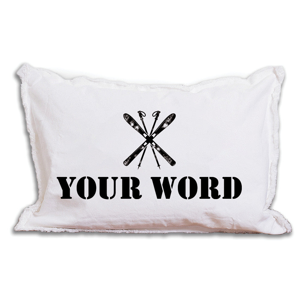 Personalized Skis One Line Text Lumbar Pillow