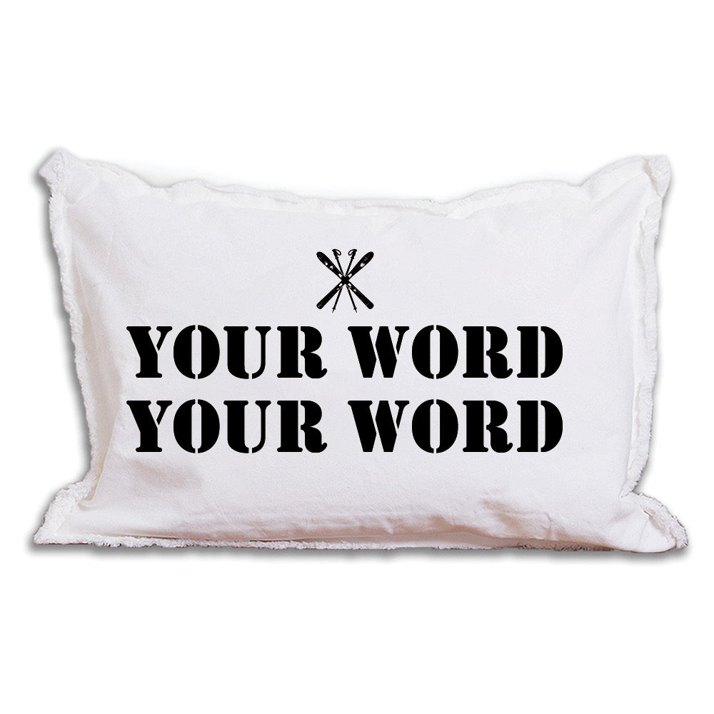 Personalized Skis Two Line Text Lumbar Pillow