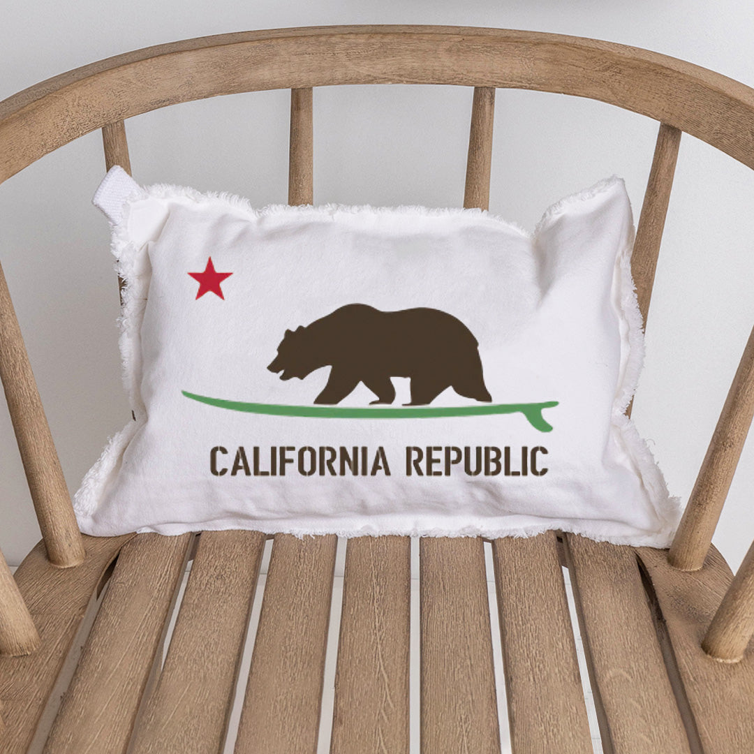 Cali Surf Bear Personalized Lumbar Pillow