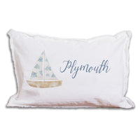 Personalized Hydrangea Sailboat Lumbar Pillow